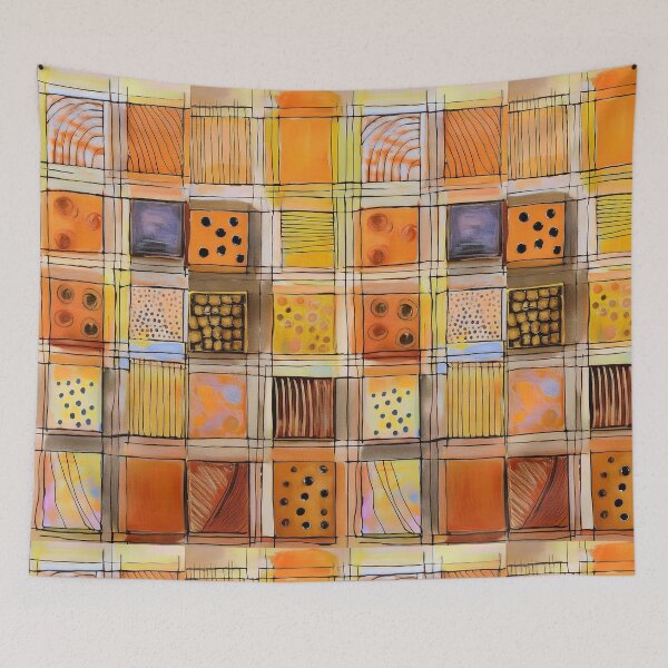 Item preview, Square Grid Watercolor and Ink Abstract Art designed and sold by NancyMerkle.