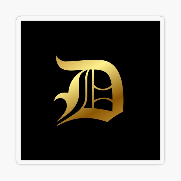 Aperçu de l'œuvre Lettre majuscule D - Effet feuille d'or Police gothique Blackletter Script / Old English créée et vendue par STUDIO-72.