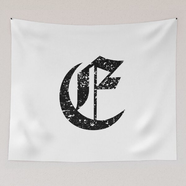Item preview, Capital Letter E - Eroded / Distressed Gothic Blackletter Script / Old English Font (Black) designed and sold by STUDIO-72.