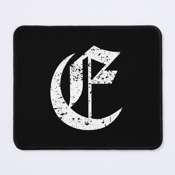 Item preview, Capital Letter E - Eroded / Distressed Gothic Blackletter Script / Old English Font (White) designed and sold by STUDIO-72.