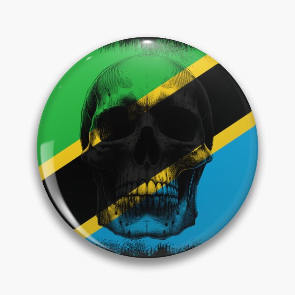Item preview, TANZANIA SKULL FLAG NATION RAREART COUNTRY HALLOWEEN #ogirdor designed and sold by ogirdorgraphics.