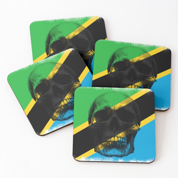 Item preview, TANZANIA SKULL FLAG NATION RAREART COUNTRY HALLOWEEN #ogirdor designed and sold by ogirdorgraphics.