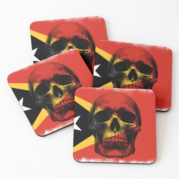 Item preview, TIMOR-LESTE SKULL FLAG NATION RAREART COUNTRY HALLOWEEN #ogirdor designed and sold by ogirdorgraphics.