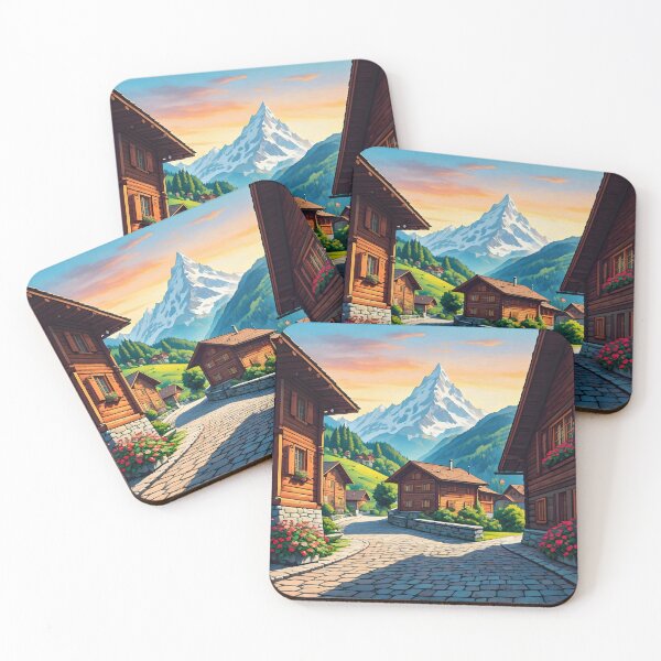 Item preview, Appenzell Village: Sunset Alpine Charm designed and sold by LSVart.