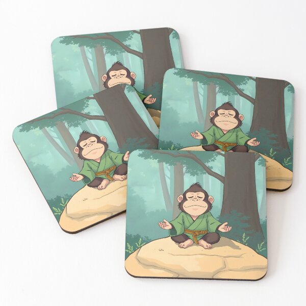 Item preview, Child Monkey Mindful Meditation Yoga Art Serene Forest designed and sold by ART ATTACK ZONE.