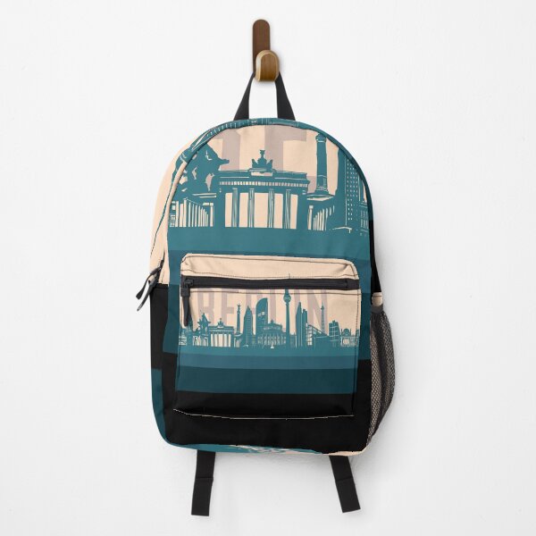Item preview, berlin skyline retro beige green designed and sold by BekimART2.