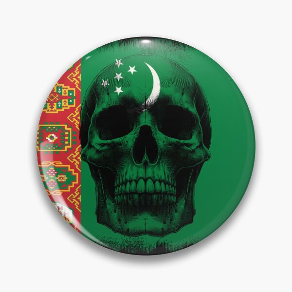 Item preview, TURKMENISTAN SKULL FLAG NATION RAREART COUNTRY HALLOWEEN #ogirdor designed and sold by ogirdorgraphics.