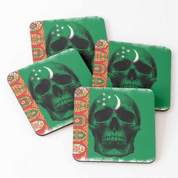 Item preview, TURKMENISTAN SKULL FLAG NATION RAREART COUNTRY HALLOWEEN #ogirdor designed and sold by ogirdorgraphics.