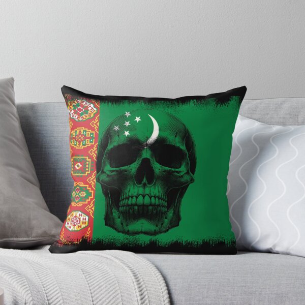 Item preview, TURKMENISTAN SKULL FLAG NATION RAREART COUNTRY HALLOWEEN #ogirdor designed and sold by ogirdorgraphics.