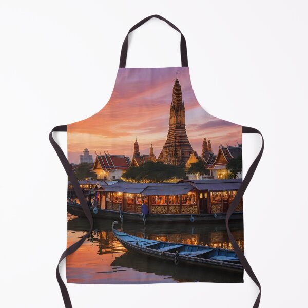 Artikelvorschau, Bangkok, Thailand: Sonnenuntergang über dem Chao Phraya und Wat Arun entworfen und verkauft von LSVart.