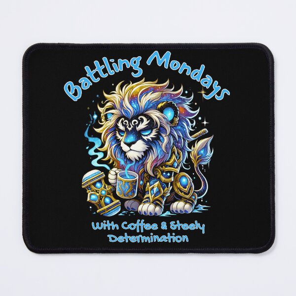 Item preview, Lion Pride: Battling Mondays with Coffee and Steely Determination ☕⚔️ designed and sold by Ophelia's Bazaar.