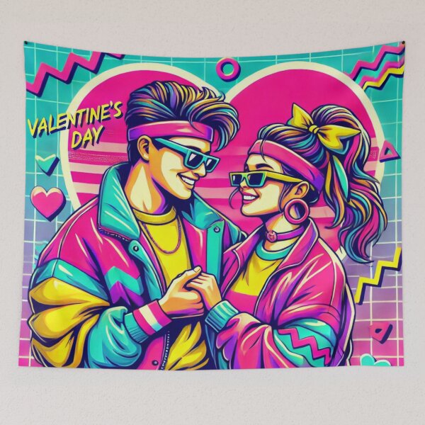 Item preview, 90s Retro Valentine’s Day Couple – Neon Love Illustration designed and sold by Hegen79.