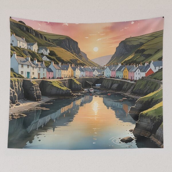Item preview, Boscastle, Cornwall: Sunset Over a Charming Fishing Village designed and sold by LSVart.