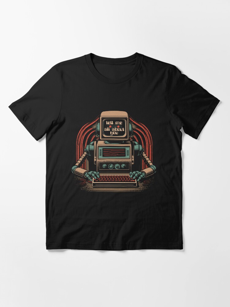 Thumbnail 3 of 7, Essential T-Shirt, Tell me all about you designed and sold by v-nerd.