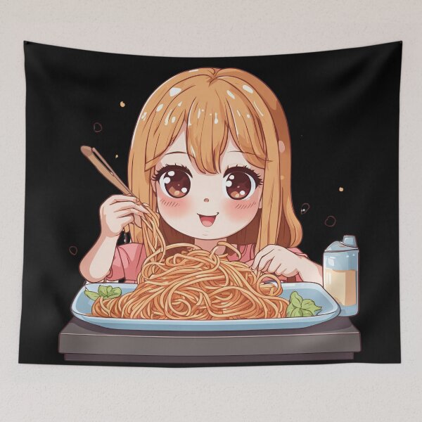 Item preview, Cute Girl Eating Spaghetti Gift for Spaghetti Lovers designed and sold by Bawek85Designs.