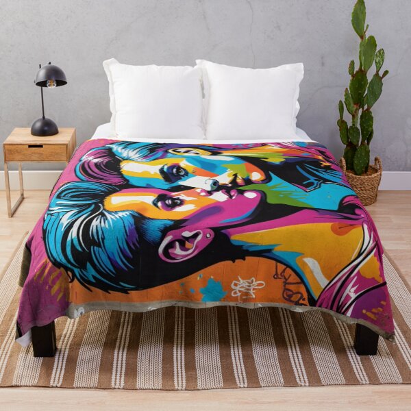 Artikelvorschau, Lesbisches maskulines Paar Valentinstag Pop Art Regenbogen bunte Graffiti Gay LGBTQ Pride Liebe romantisches Geschenk entworfen und verkauft von SteamParliament.