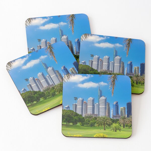 Item preview, Dubai,  UAE, Golf Course - Background Jumeirah Lake Towers designed and sold by Mano Chandra Dhas.