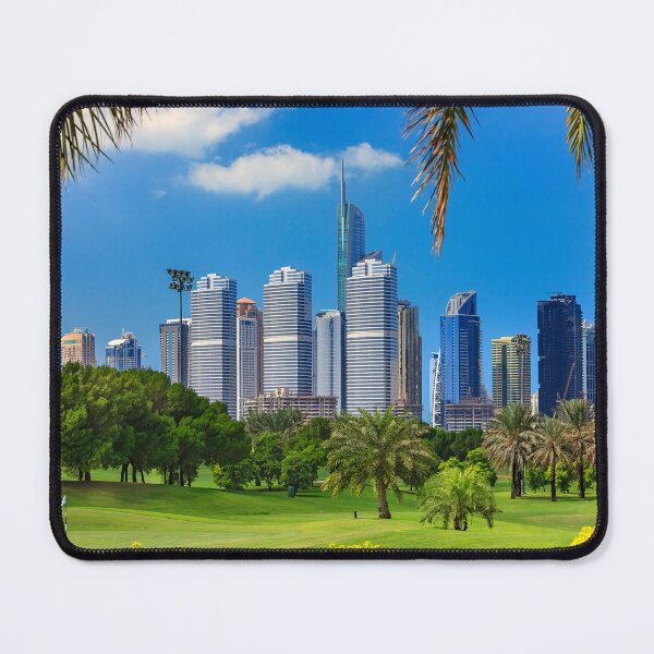 Item preview, Dubai,  UAE, Golf Course - Background Jumeirah Lake Towers designed and sold by Mano Chandra Dhas.