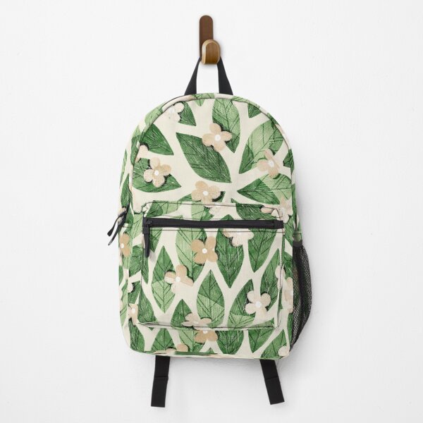 Item preview, Cute pale beige flowers and bold green bay leaves on beige background. Botanical illustration. designed and sold by helga-wigandt.