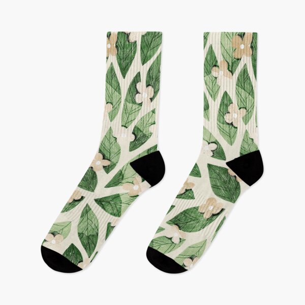 Item preview, Cute pale beige flowers and bold green bay leaves on beige background. Botanical illustration. designed and sold by helga-wigandt.