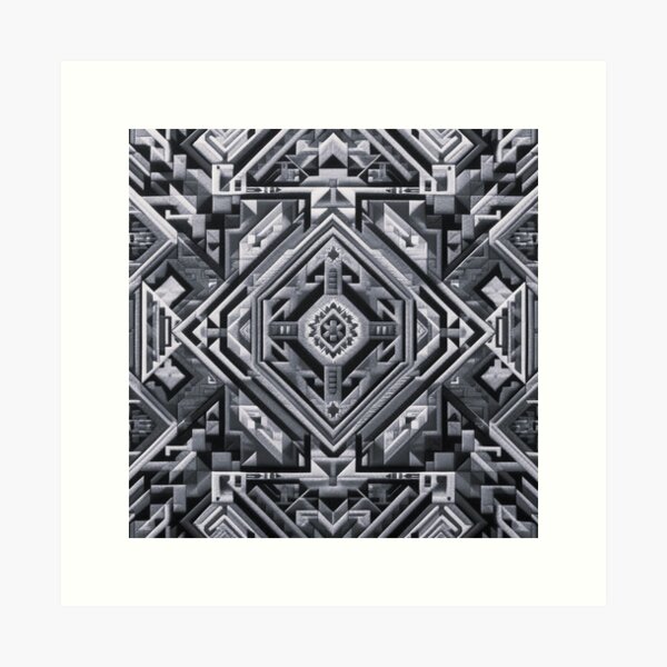 Aperçu de l'œuvre motif navajo noir et blanc créée et vendue par Dogandesighn.