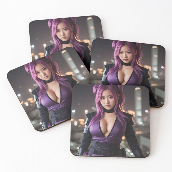 Item preview, Hermosa chica ninja cosplay guerrera cabello morado designed and sold by chantastical.