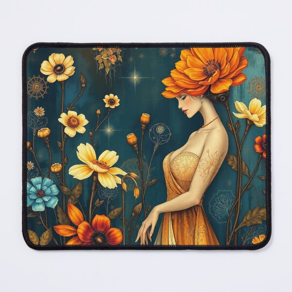 Item preview, Gustav Klimt inspired woman walking through a beautiful garden designed and sold by Vintage Designs +.