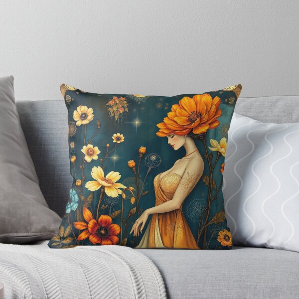 Item preview, Gustav Klimt inspired woman walking through a beautiful garden designed and sold by Vintage Designs +.