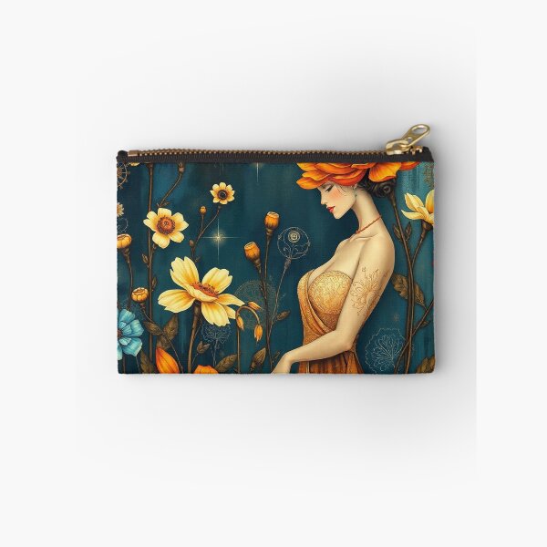 Item preview, Gustav Klimt inspired woman walking through a beautiful garden designed and sold by Vintage Designs +.
