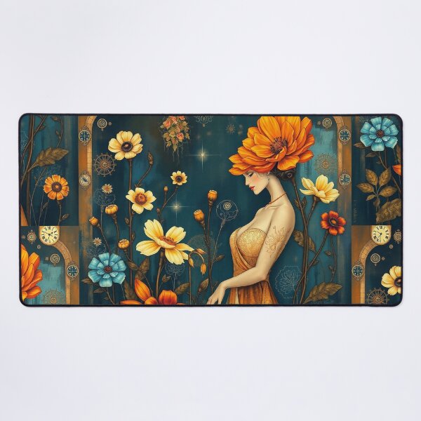 Item preview, Gustav Klimt inspired woman walking through a beautiful garden designed and sold by Vintage Designs +.