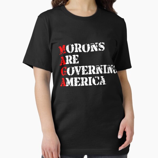 Vista previa del artículo con la obra «Los idiotas gobiernan Estados Unidos», diseñado y vendido por rktm.
