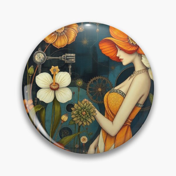 Item preview, Gustav Klimt inspired woman walking through a beautiful garden designed and sold by Vintage Designs +.