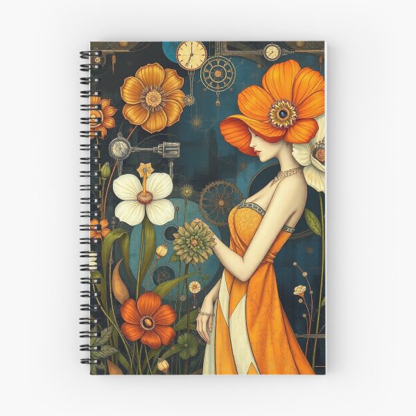 Item preview, Gustav Klimt inspired woman walking through a beautiful garden designed and sold by Vintage Designs +.