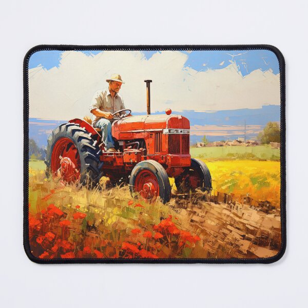 Item preview, Farmer on tractor working in fields - Landscape painting designed and sold by TheArtistOf2022.
