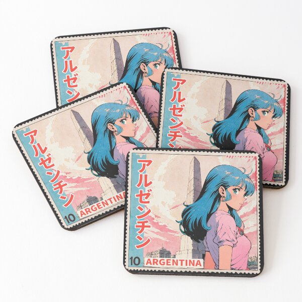 Item preview, Argentina Country Pretty Anime Girl 80s Retro Aesthetic Vintage Cultural Postage Stamp designed and sold by onlyanimevibes.