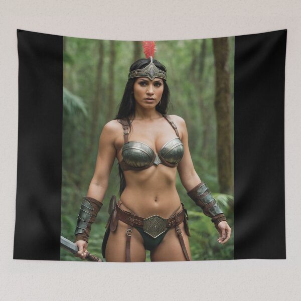 Item preview, Beautiful Amazonian Girl Warrior In Rain Forest designed and sold by chantastical.
