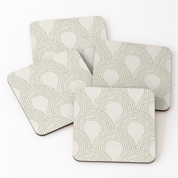 Item preview, Serene harmonious Japandi style geometric scallops linen textured 1b designed and sold by Designsbyluzia.