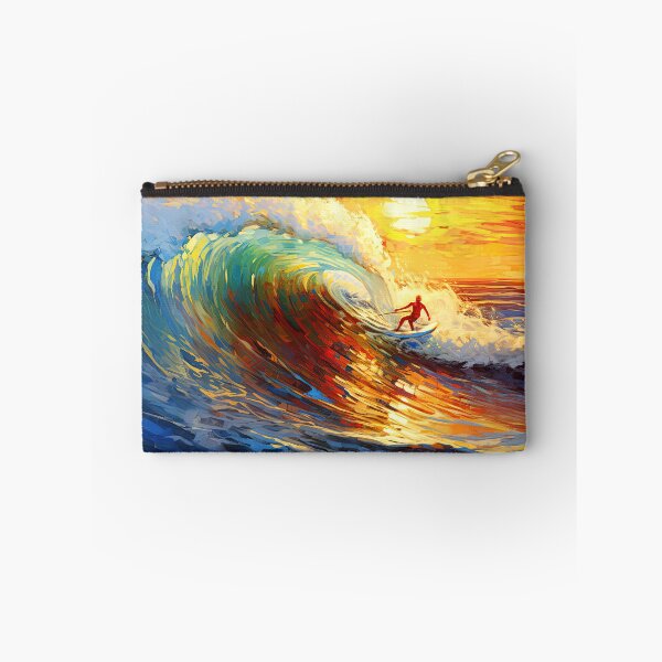 Item preview, Surfer in the ocean at sunset - Landscape painting designed and sold by TheArtistOf2022.