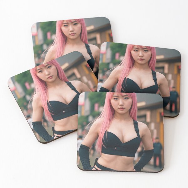 Item preview, Hermosa chica ninja cosplay guerrera cabello rosa designed and sold by chantastical.