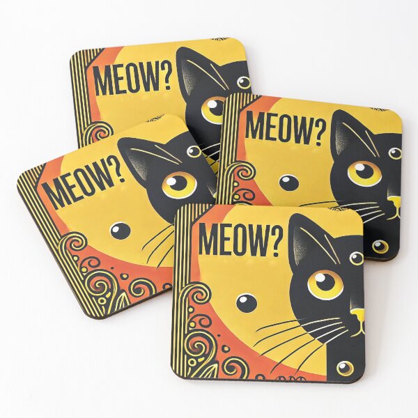 Item preview, Bold and Playful Cat Art – Meow? Retro-Inspired Design designed and sold by Gold Turtle  Lina.
