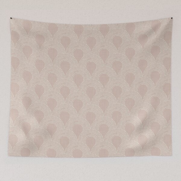 Item preview, Serene harmonious Japandi style geometric scallops linen textured 1c designed and sold by Designsbyluzia.