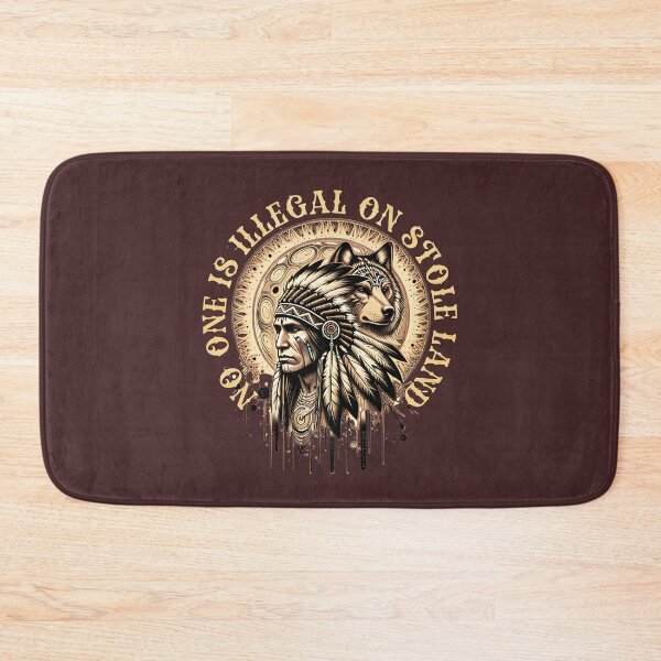 Item preview, NATIVE AMERICAN AND THE WOLF - NO ONE IS ILLEGAL ON STOLEN LAND designed and sold by justyna-s28.