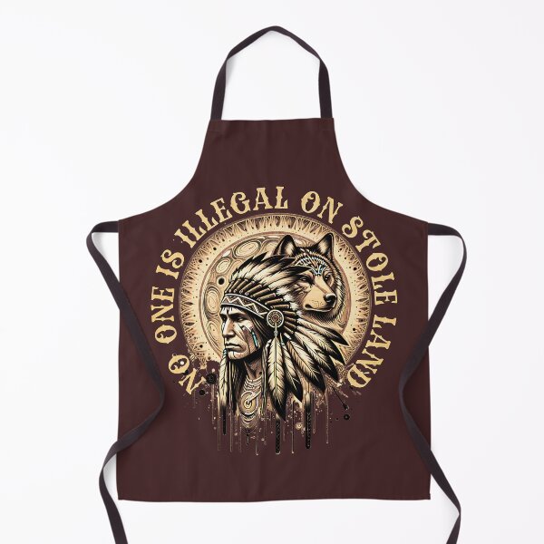 Item preview, NATIVE AMERICAN AND THE WOLF - NO ONE IS ILLEGAL ON STOLEN LAND designed and sold by justyna-s28.