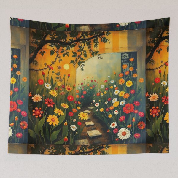 Item preview, A Beautiful Flower Garden painting inspired by Gustav Klimt designed and sold by Vintage Designs +.