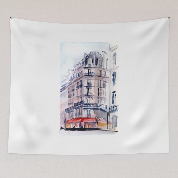 Item preview, The street of Paris watercolor illustration designed and sold by LiliyaSavelieva.