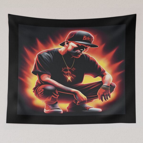 Item preview, Limp Bizkit Frontman | Fiery Nu-Metal Street Art | High-Energy Rock Portrait designed and sold by Brian Gollob Creative Art.