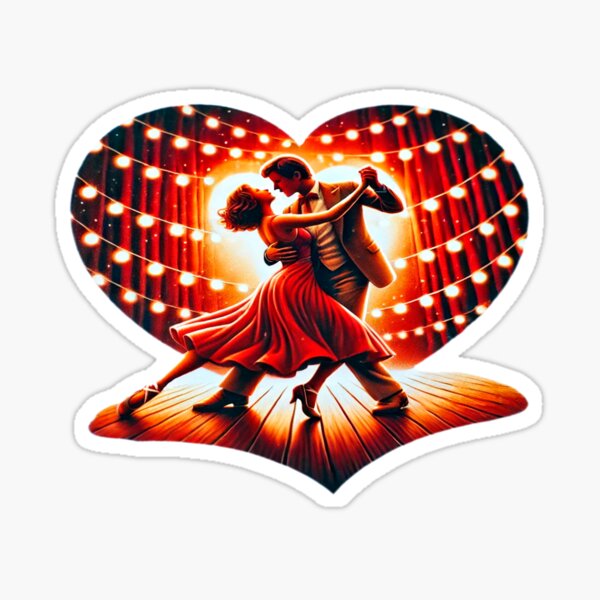 Item preview, Elegant Heart Dance on Wooden Stage with Romantic Lights and Vintage Charm designed and sold by KreaDesignOne.