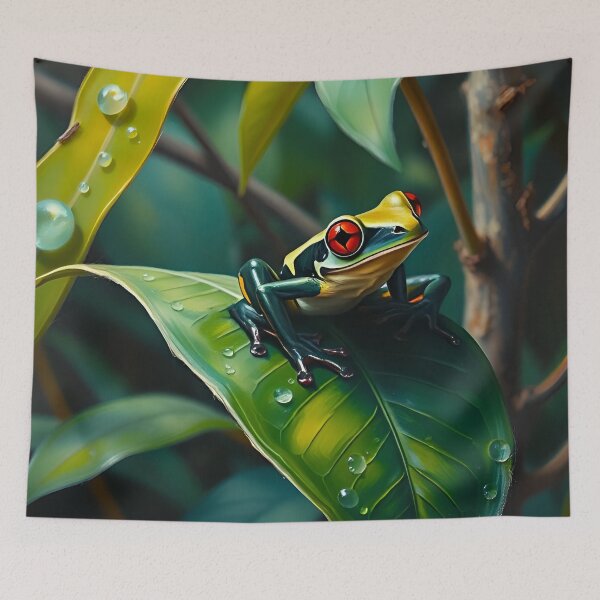 Item preview, Red Eyed Tree Frog Oil Painting Style Wildlife designed and sold by kakarikihill.