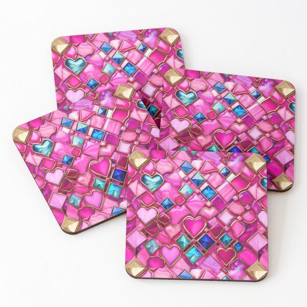 Item preview, VALENTINE LOVE HEARTS *Bejeweled Stained Glass Rhinestone Gems* ABSTRACT PRINT Contemporary Modern Fine Art Gallery Bridal Shower Wedding GIFT designed and sold by Spinning Plates 360.
