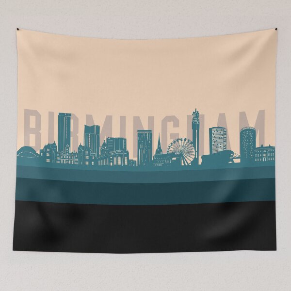 Item preview, birmingham skyline retro beige green designed and sold by BekimART2.